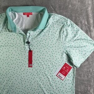 Redvanly Polo Light Green Clyde Pool White Dotted Men's XL Short Sleeve Shirt